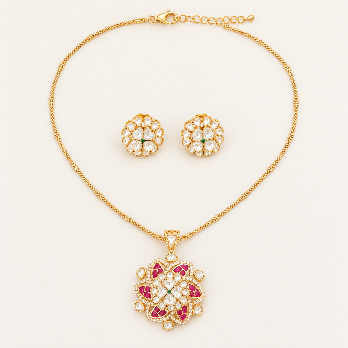 Floral Kundan Pendant Set