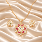 Floral Kundan Pendant Set