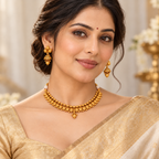 Stunning plain antique gold necklace set