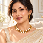 Stunning plain gold necklace set