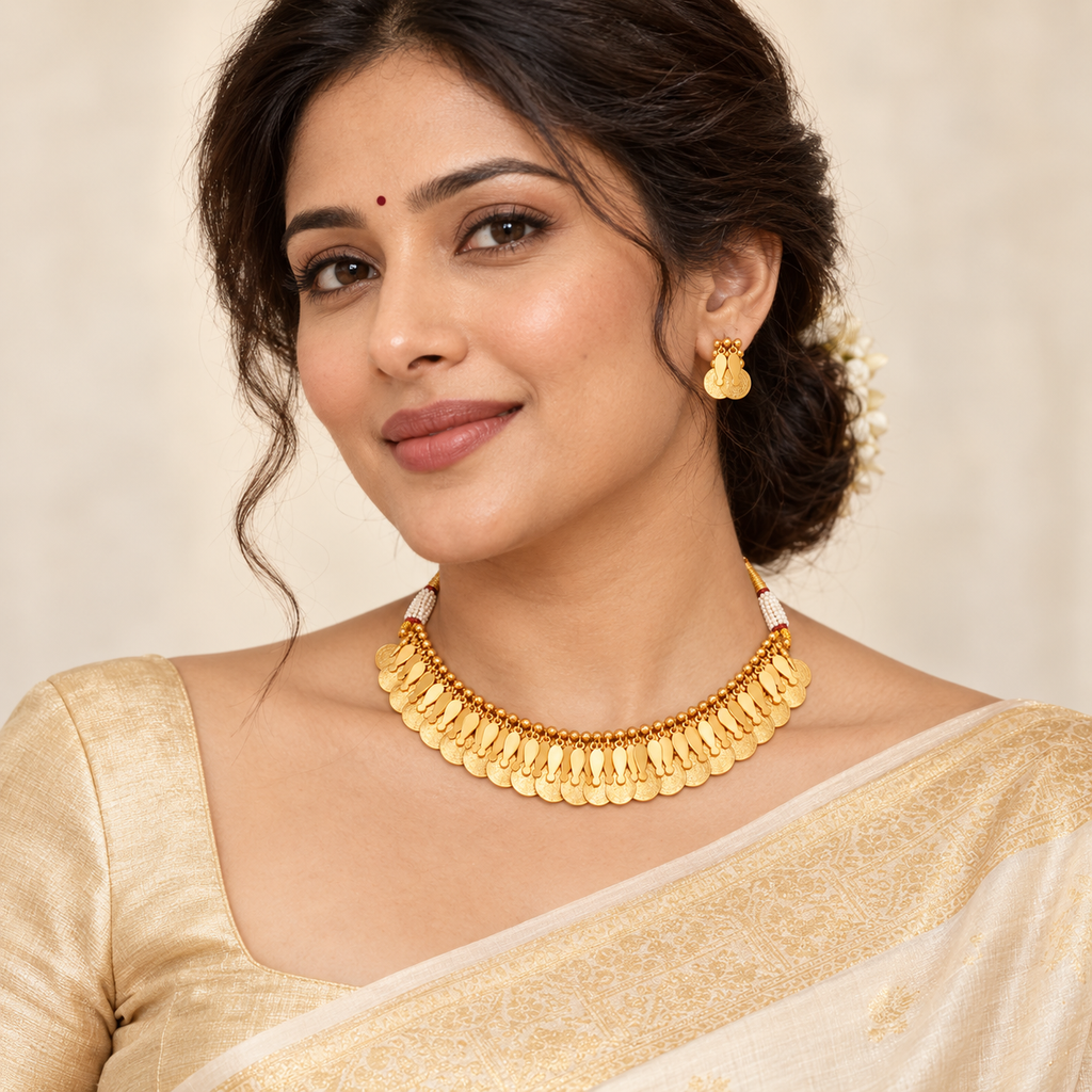 Stunning gold maa lakshmi necklace set