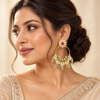 Green Kundan Chandbali Earrings