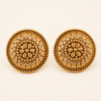 Antique Gold Round Plated Plain Stud Earring