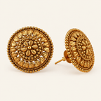 Antique Gold Round Plated Plain Stud Earring