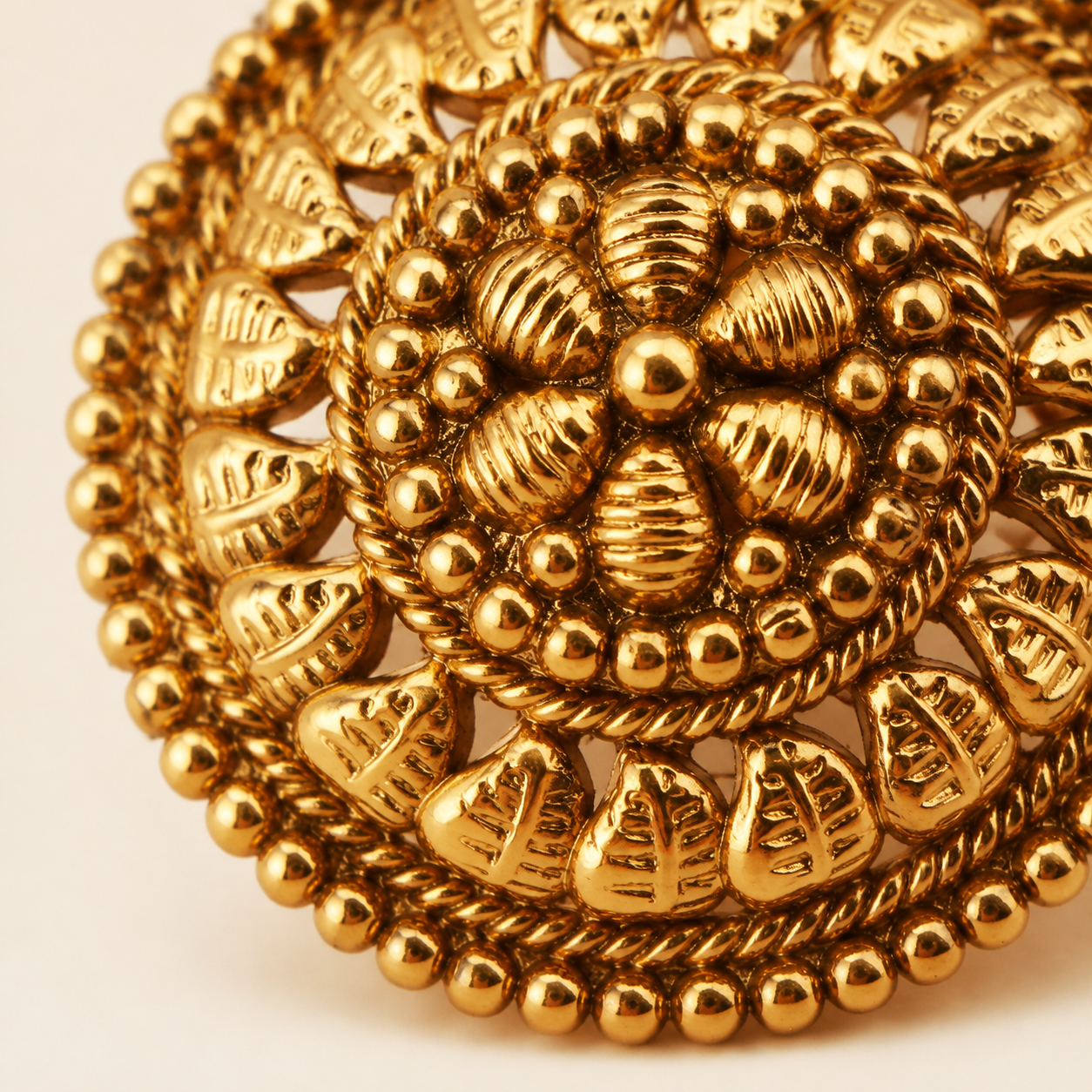Antique Gold Round Plated Plain Stud Earring