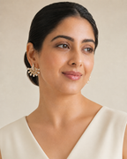 Gold Plated Pearl Drop Cz Diamond Stud Earring