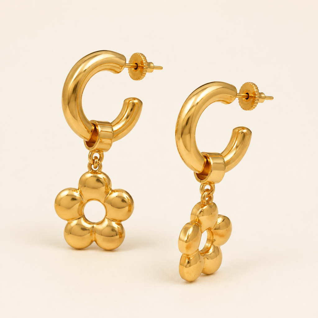 Long gold plated demi fine earring