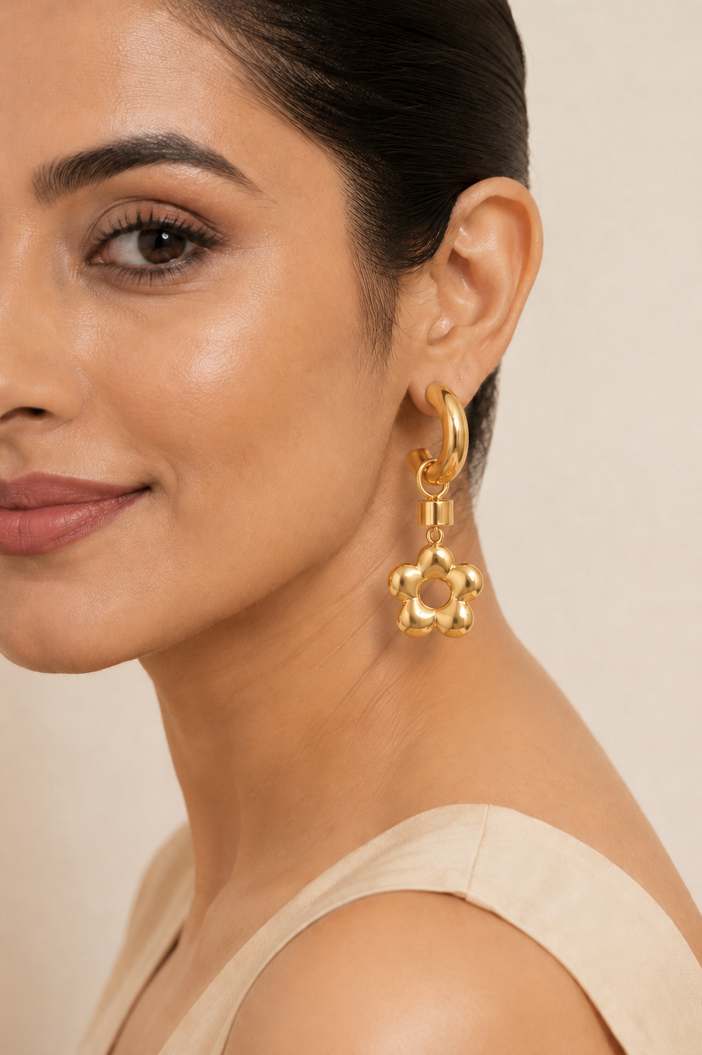 Long gold plated demi fine earring