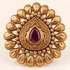 Antique Gold Plated Ruby Stone Stud Earring