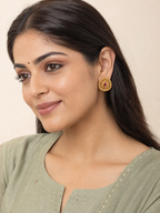 Antique Gold Plated Ruby Stone Stud Earring