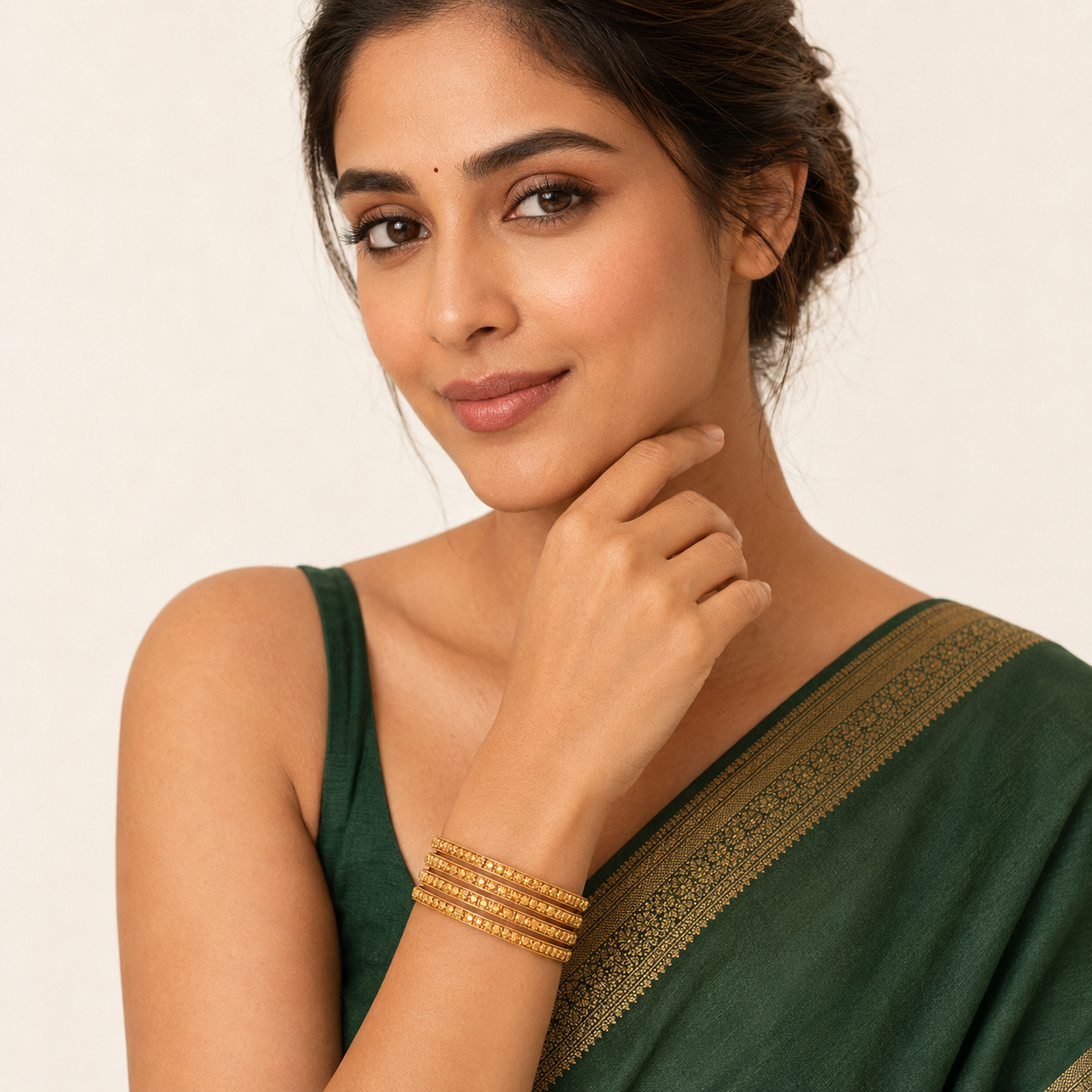 Gold Plated Plain Bangle Set (Set of 4)