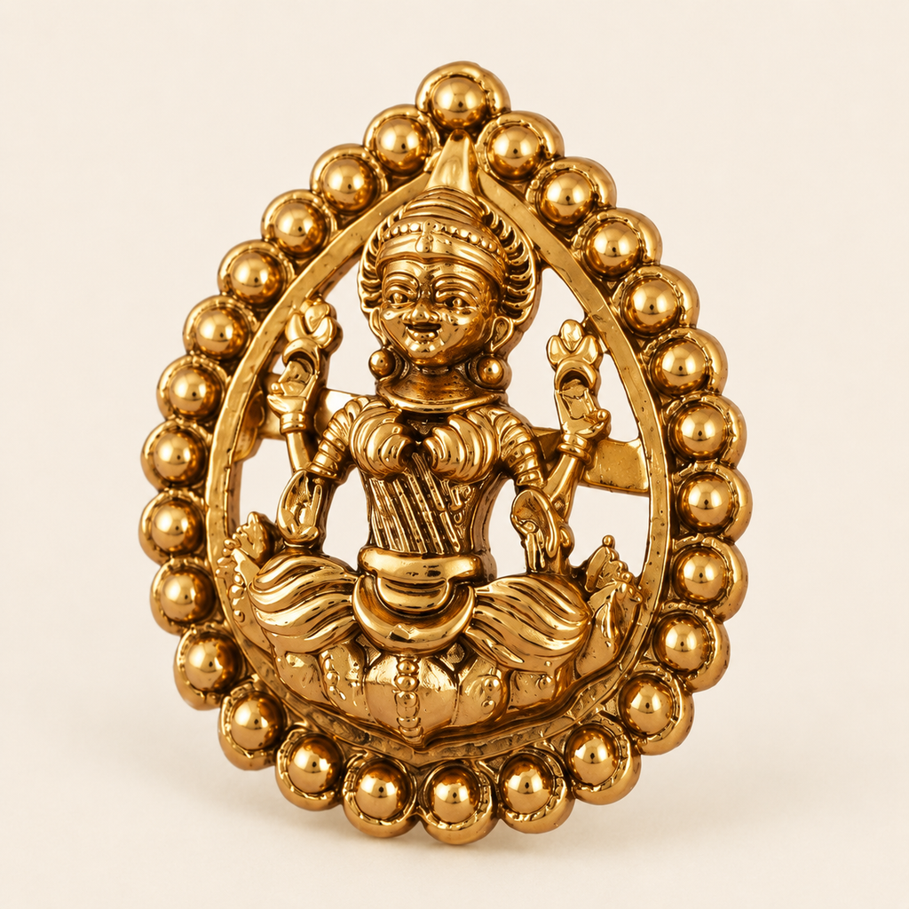 Antique Gold Small Lakshmi Stud Earring I Temple Jewellery
