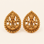 Antique Gold Small Lakshmi Stud Earring I Temple Jewellery