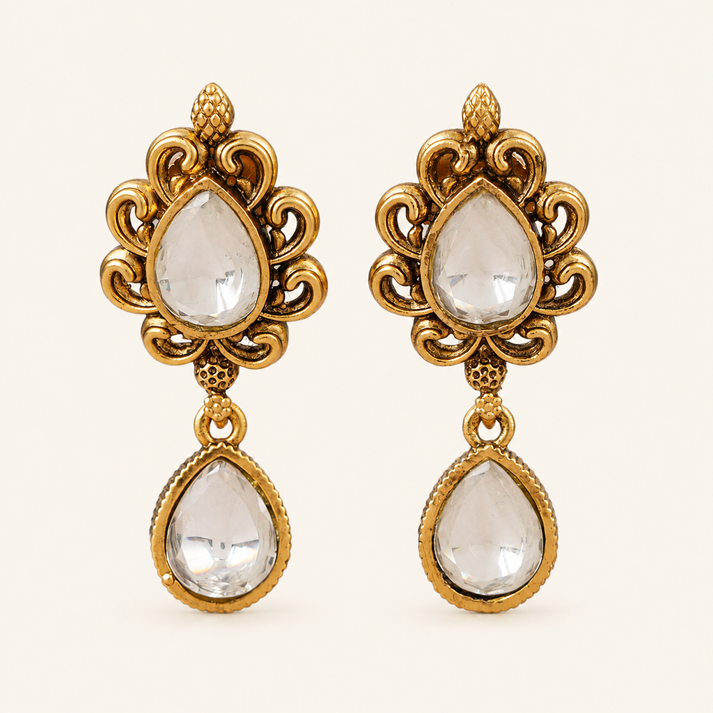 Stunning antique gold kundan earring