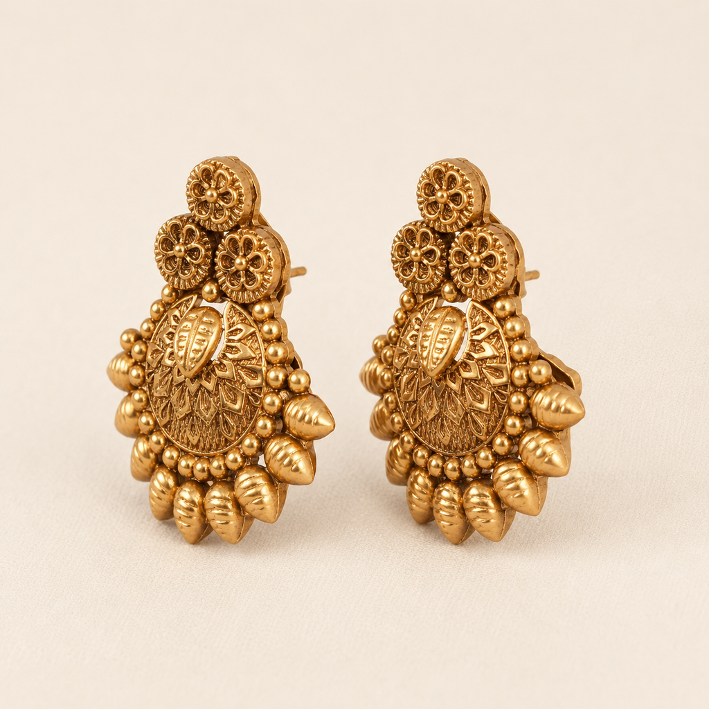 Antique Gold Plated Plain Stud