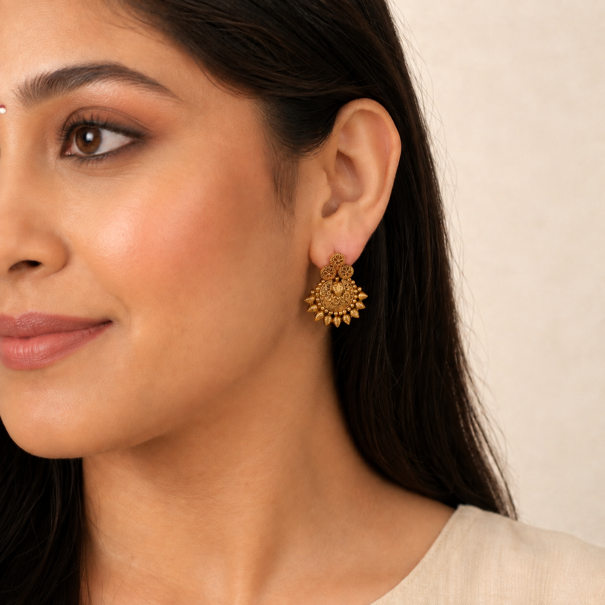 Antique Gold Plated Plain Stud