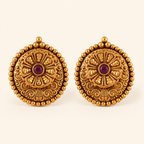Antique Gold Ruby Stud Earring
