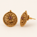 Antique Gold Ruby Stud Earring