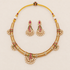 Stunning diamond multicolor gold necklace set