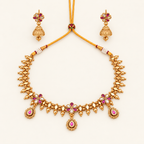 Stunning gold high polish stone neckalce set