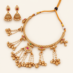 Stunning antique gold zaria tassel necklace set