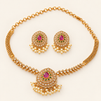 Stunning diamond ruby necklace set