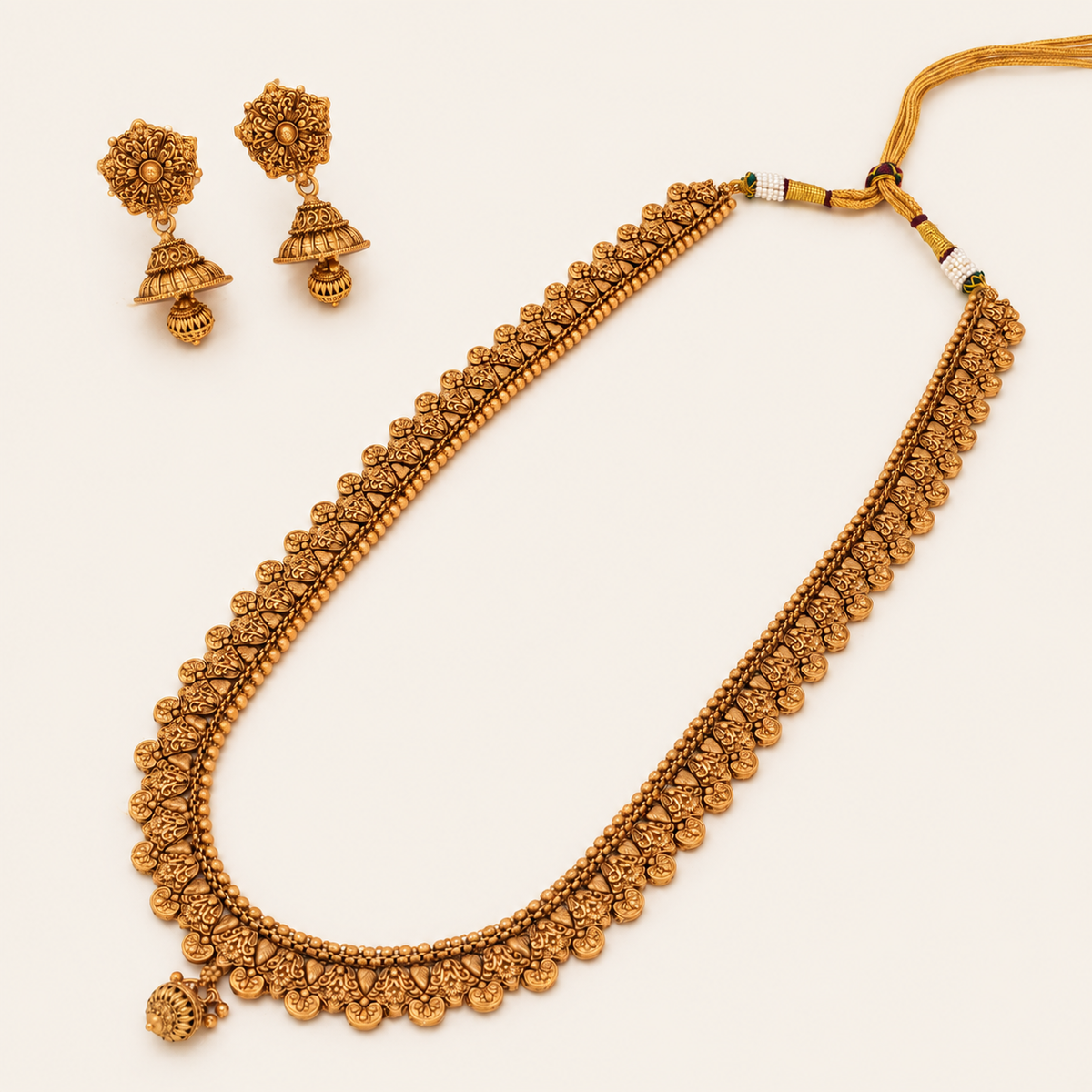Antique Gold Long Necklace Set