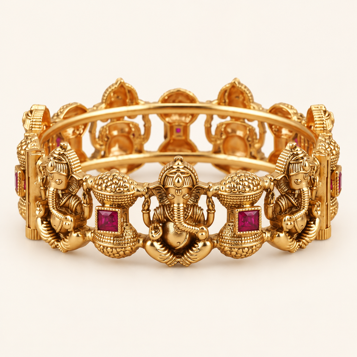 Antique Gold Finish Ganesh Kada Bangle