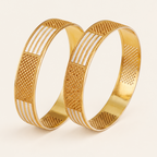 Bold dual tone gold bangle set