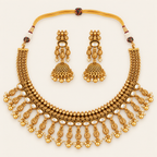 Antique Gold Kundan Layered Choker Necklace Set