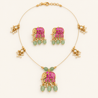 Elegant antique gold stone necklace set for women