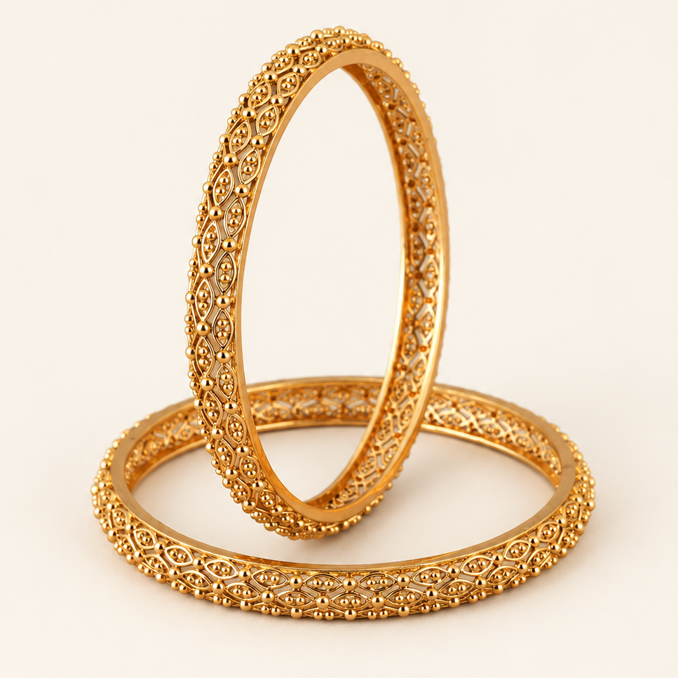 Cute sleek plain gold plated bangle set