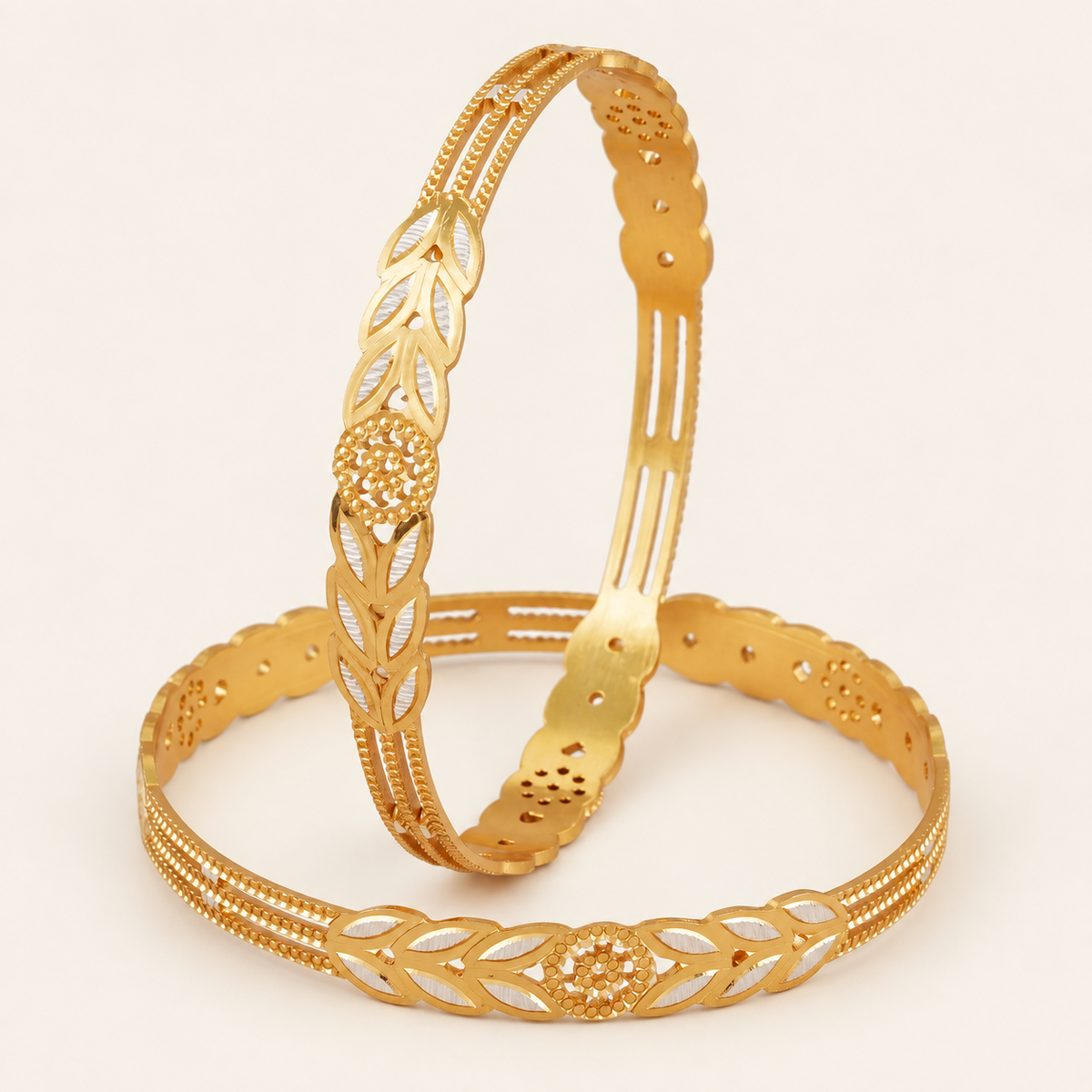 Elegant dual tone gold plated bangle set