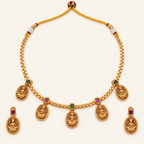 Antique Gold Maa Lakshmi Multicolor Stone Neckalce Set I Temple Jewellery