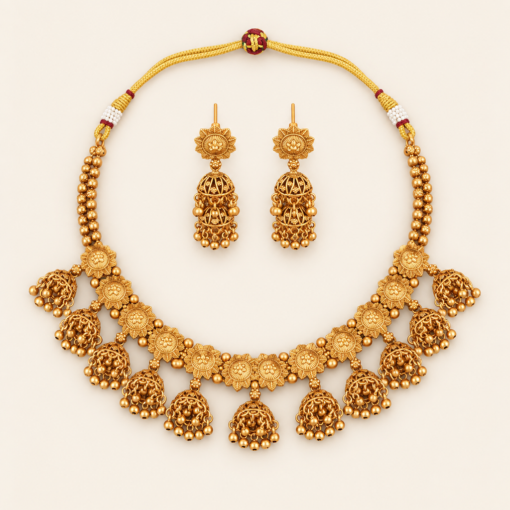 Antique Gold Plated Stone Chic Necklace Set