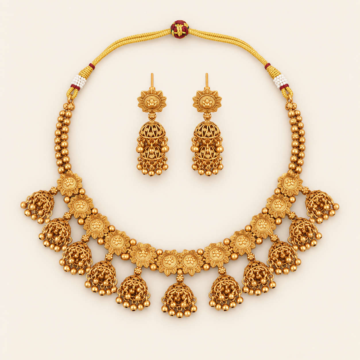 Antique Gold Plated Stone Chic Necklace Set