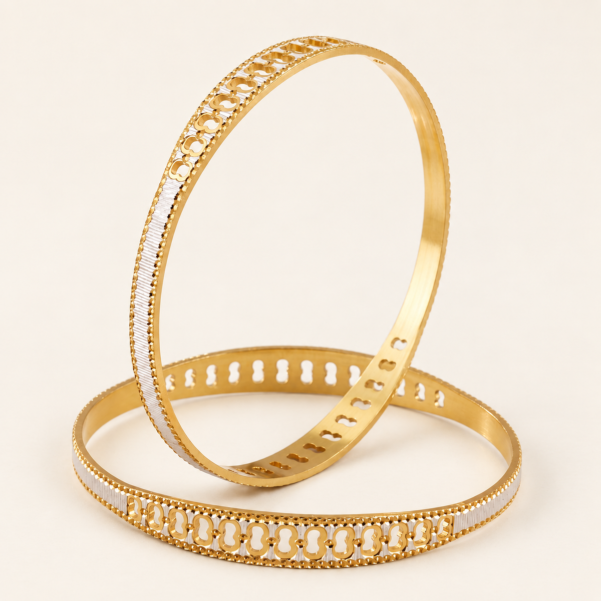 Gold Plated Dual Tone Bangle Set