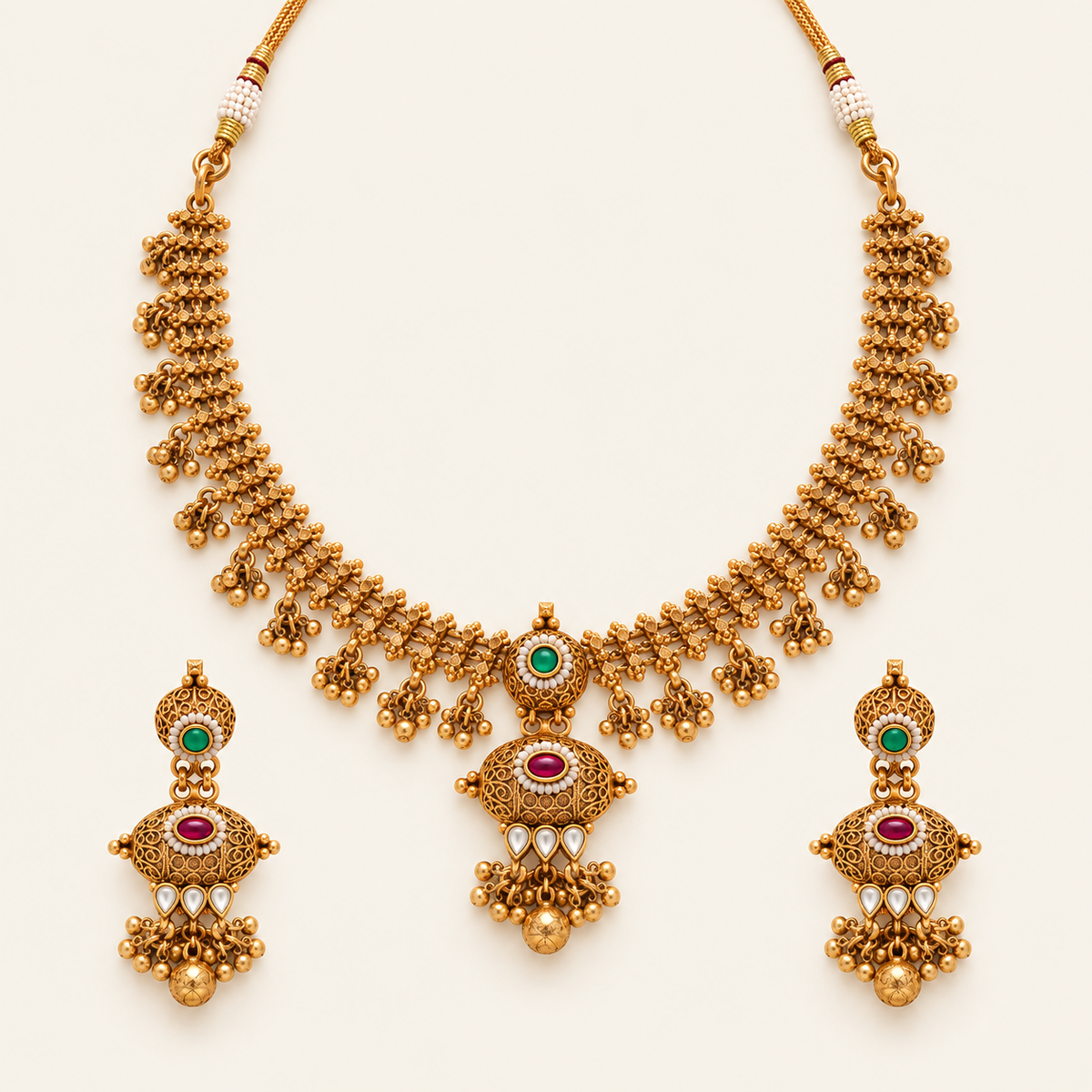 Gold Plated Kundan Stone Necklace Set