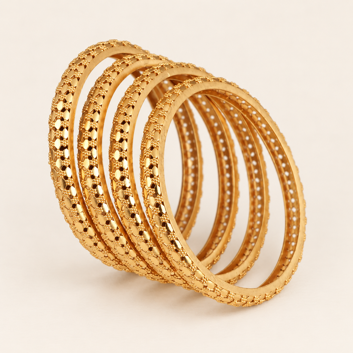 Antique Gold Plated Bangle Set For Women (Set of 4)