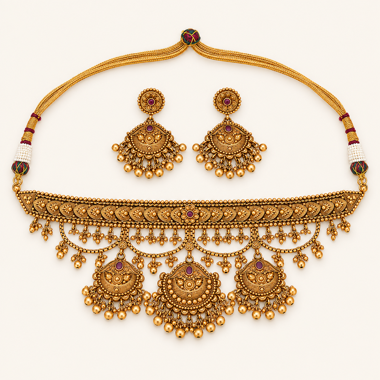 Gold Plated Plain Choker Necklace Set