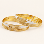 Gold Plated Broad Dual Tone Bangle Set