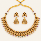 Antique Gold Paisley Stone Necklace Set