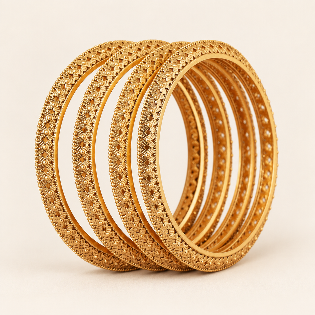 Antique Gold Bangle Set (Set of 4)