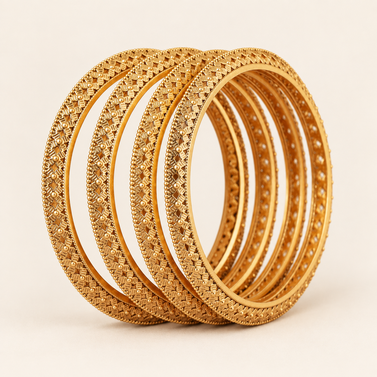 Antique Gold Bangle Set (Set of 4)