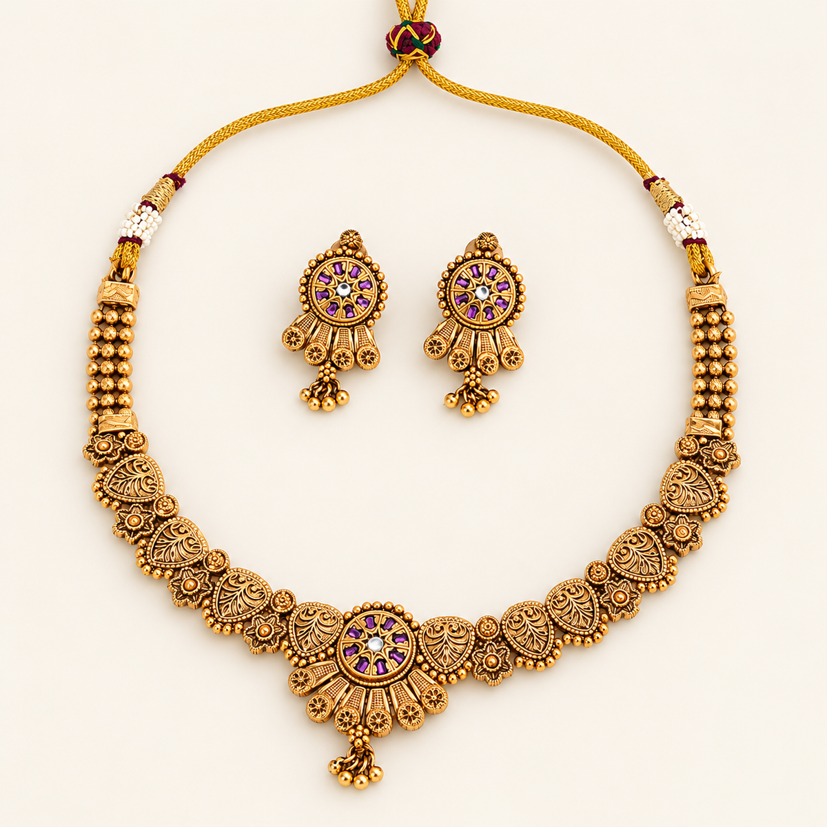 Gold Plated Stone Necklace Set