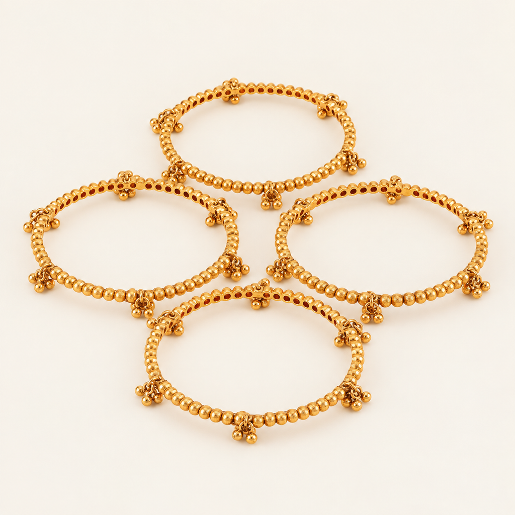 Plain gold kashmiri bangle set (set of 4)
