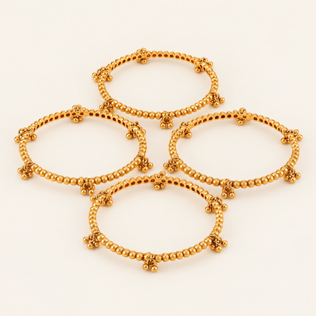 Plain gold kashmiri bangle set (set of 4)