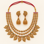 Gold Plated Plain Paisely Layer Neckalce Set