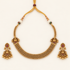 Stunning antique gold plated maa lakshmi necklace set with earring | Temple jewellery