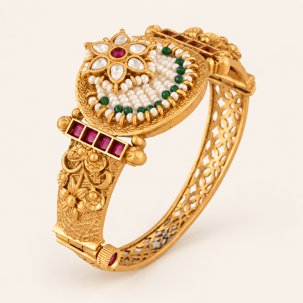 Stunning pearl antique gold openable kada